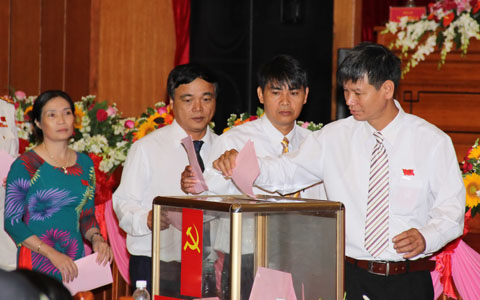Các đại biểu bầu Ban Chấp hành Đảng bộ tỉnh lần thứ XVI