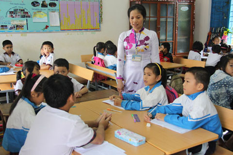 Trường Tiểu học Kim Đồng (huyện Ea H’leo) thực hiện mô hình Trường học mới VNEN từ năm học 2012-2013. Ảnh: N.H