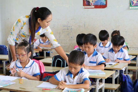 Một tiết học  ở Trường  Tiểu học  Lý Tự Trọng  xã Ea Uy,  huyện Krông Pắc.