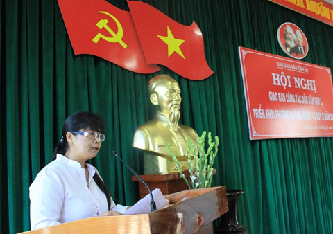 Trưởng Ban Dân vận Tỉnh ủy HKim Hoa Byă phát biểu kết luận hội nghị.