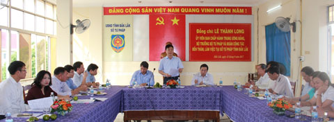Bộ trưởng Bộ Tư pháp Lê Thành Long làm việc với Sở Tư pháp.