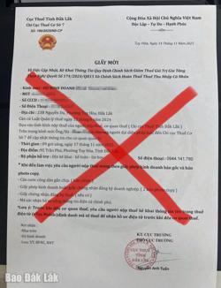 Phát hiện giấy mời giả, mạo danh cơ quan thuế