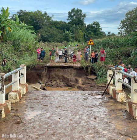 Xã Ea Kiết: Một cầu dân sinh bị sập, Buôn H’Mông bị chia cắt tạm thời