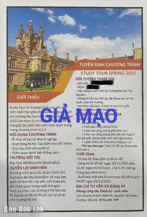 Trường Đại học Tây Nguyên cảnh báo về lừa đảo trao đổi sinh viên và trải nghiệm học tập quốc tế