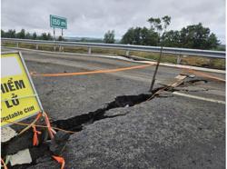 Cận cảnh đoạn đường cao tốc Bắc – Nam sắp hoàn thành đã bị nứt toác
