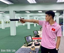 Xạ thủ Lê Tuấn Anh thi đấu cho Đắk Lắk tại Giải vô địch súng hơi quốc gia 2026