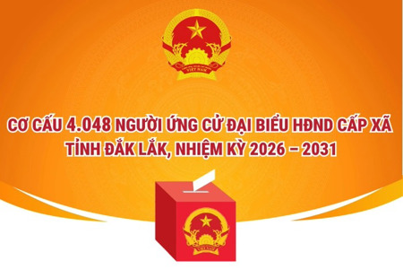 Cơ cấu 4.048 người ứng cử đại biểu HĐND cấp xã tỉnh Đắk Lắk, nhiệm kỳ 2026 - 2031