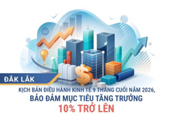 Đắk Lắk: Kịch bản điều hành kinh tế 9 tháng cuối năm 2026, bảo đảm mục tiêu tăng trưởng 10% trở lên