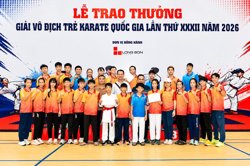 Đội tuyển Karate Đắk Lắk đoạt 10 huy chương tại Giải vô địch trẻ Karate quốc gia 2026
