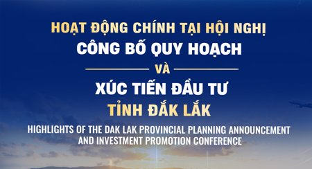 Các hoạt động chính tại Hội nghị công bố quy hoạch và xúc tiến đầu tư tỉnh Đắk Lắk