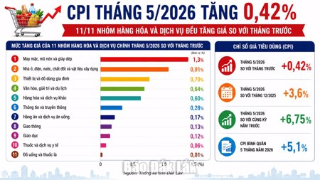 CPI tháng 5 tăng 0,42%