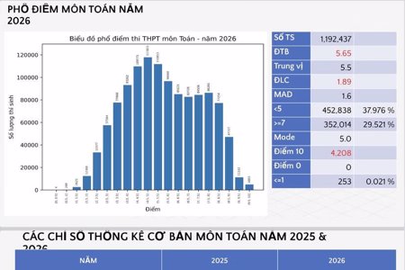 Điểm 10 môn Toán tăng mạnh, gấp 8 lần so với năm trước