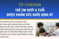 Từ 15/8 trẻ em dưới 6 tuổi được khám sức khỏe định kỳ