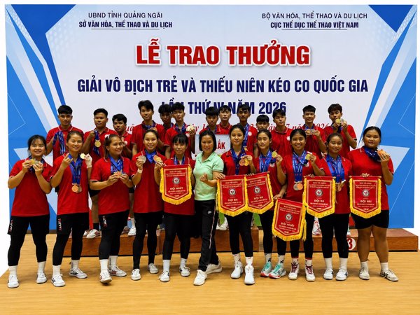 Giải vô địch trẻ và thiếu niên kéo co quốc gia lần thứ IV năm 2026: Đắk Lắk đoạt 13 huy chương
