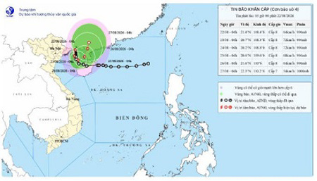 Bão số 4 giật cấp 10, cách đặc khu Bạch Long Vĩ khoảng 130km