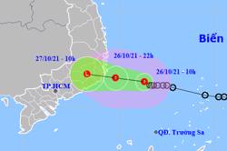 Đêm nay 26-10, áp thấp nhiệt đới giật cấp 9 vào Khánh Hòa - Bình Thuận