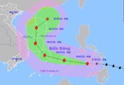 Bão Rai giật cấp 17 lao 20-25 km/giờ vào Biển Đông