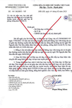 Giả mạo văn bản Sở GD-ĐT Đắk Lắk cho học sinh nghỉ học