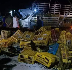 Xe tải lật trong đêm, 2 người chết, 1 người bị thương nặng