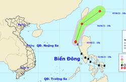 Bão số 1 giật cấp 10 trên biển Đông