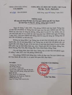 Điều chỉnh văn bản người dân đi - đến Đắk Nông phải có xét nghiệm âm tính Covid-19