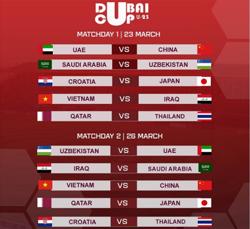 Lịch thi đấu giải U23 quốc tế - Dubai Cup 2022