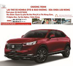 TRƯNG BÀY – LÁI THỬ CÁC DÒNG XE HONDA Ô TÔ VÀ BẢO DƯỠNG LƯU ĐỘNG TẠI GIA NGHĨA
