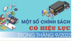 Một số chính sách nổi bật có hiệu lực trong tháng 9/2022