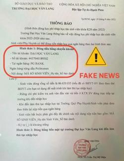 Thông báo giả mạo yêu cầu tân sinh viên đóng hơn 86,6 triệu đồng