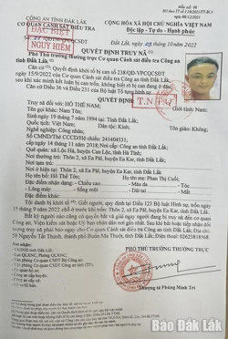 Truy nã đối tượng đặc biệt nguy hiểm về hành vi giết người