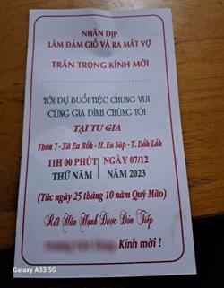 Xôn xao tấm thiệp cụ ông 81 tuổi mời "đám giỗ và ra mắt vợ"