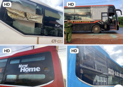 Hàng loạt xe khách giường nằm bị ném đá