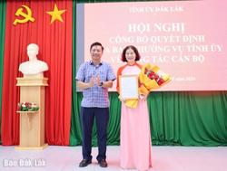 Công bố quyết định của Ban Thường vụ Tỉnh ủy về công tác cán bộ