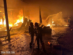 Kịp thời dập tắt cháy kho phế liệu lúc đêm khuya