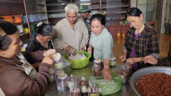 Phật tử và người dân huyện Lắk ủng hộ hơn 500 hũ muối lạc cho bà con vùng lũ