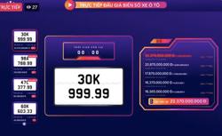Sau 2 lần bỏ cọc, biển số 30K-999.99 có mức trúng đấu giá hơn 22,3 tỉ đồng