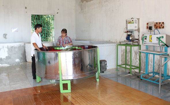 Khu vực  sơ chế rau sau  thu hoạch của  Hợp tác xã sản xuất rau an toàn Thuận An.