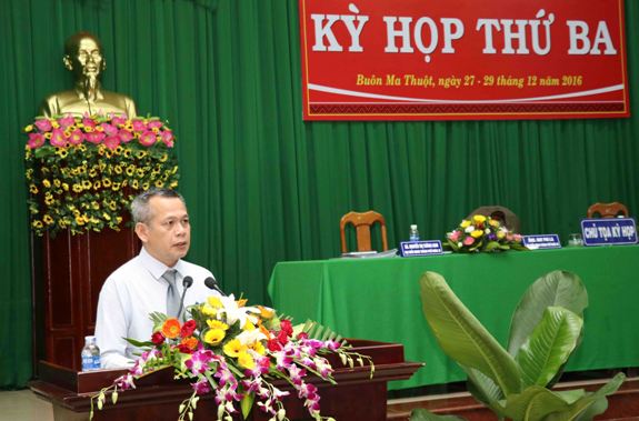 Chủ tịch HĐND TP. Buôn Ma Thuột Nay Phi La phát biểu bế mạc Kỳ họp