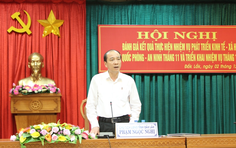 Chủ tịch UBND tỉnh Phạm Ngọc Nghị phát biểu tại hội nghị